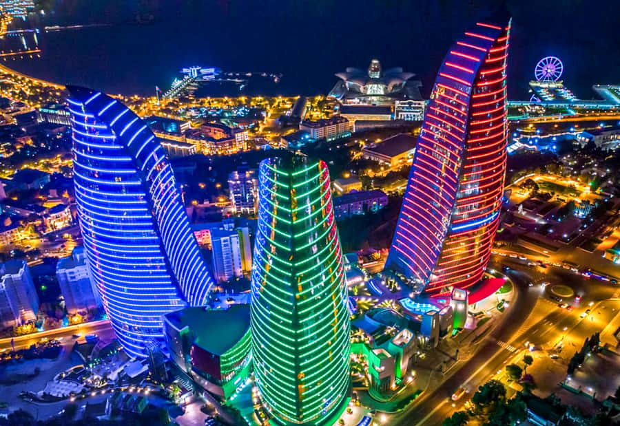 Baku City Night Tour - Flame Towers stop, iconic at night, quick to enjoy