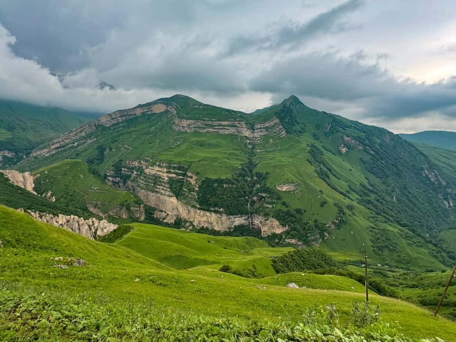Baku: Guba, Shahdag, Laza waterfall - Candy Cane Mountains: the red-and-white photo mission