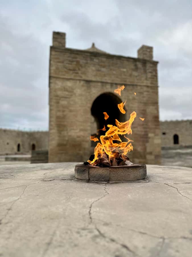 Gobustan & Mud, Fire Temple, Burning Mountain, H.A. Center - Ateshgah Fire Temple: when the story explains the flames
