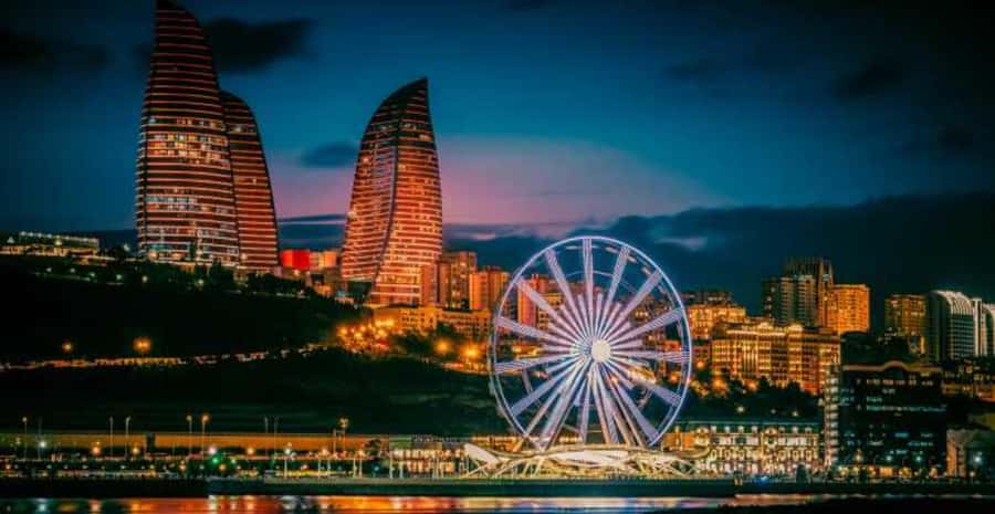 Night Lights of Baku: Guided Tour - Turkish Mosque: a calmer contrast in the middle of the lights